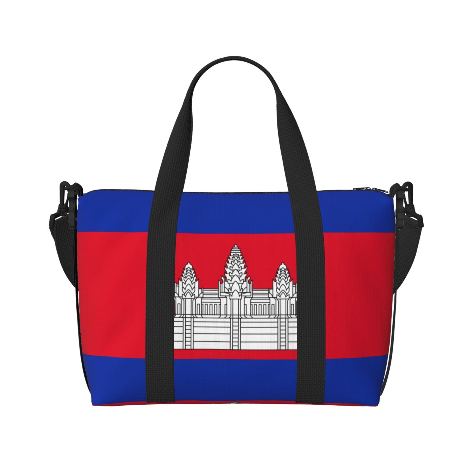 Travel Duffel Bag Cambodian Flag Sports Tote Gym Bag Shoulder Weekender Overnight Bag For Women Men