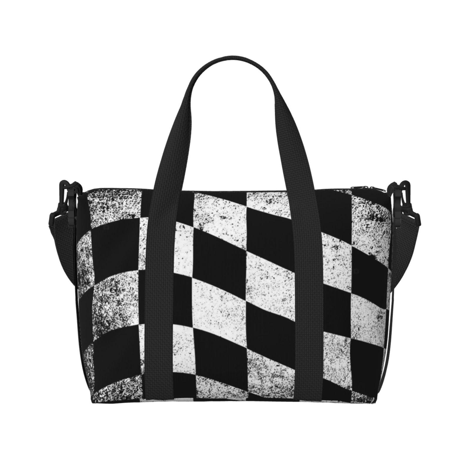 Travel Duffel Bag Checkered Flag Sports Tote Gym Bag Shoulder Weekender Overnight Bag For Women Men