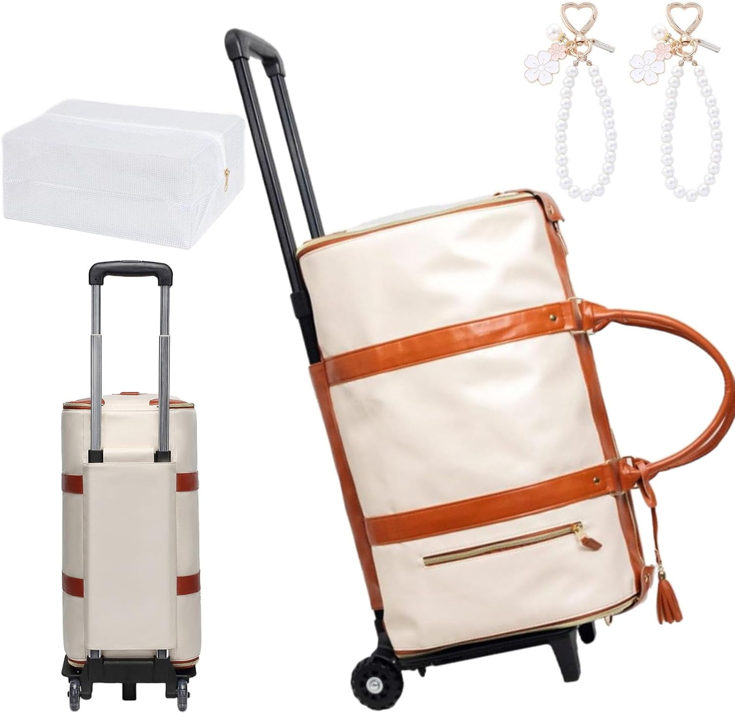 Travel Duffel Bag, Convertible Toiletry Bag, Foldable Spinner Wheel Bag, garment carry, adjustable, lightweight, durable, portable, user-friendly, compact, wheels