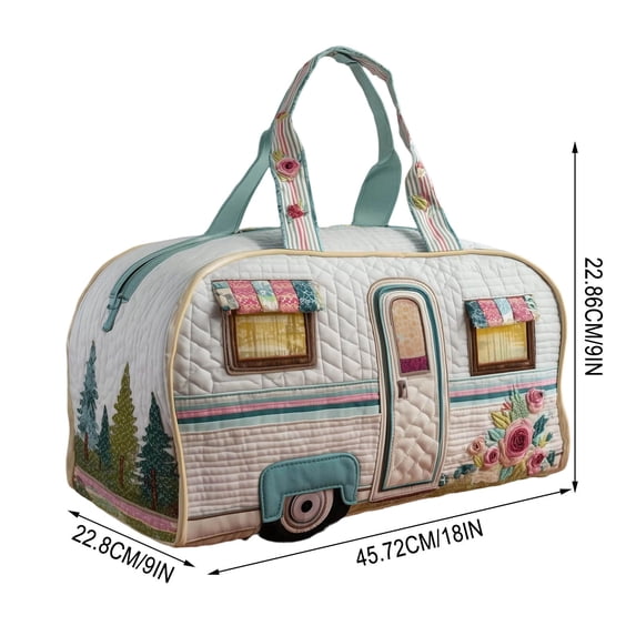Travel Duffel Bag,Cute Camper Trailer Shaped with Handle for Vacation Weekend Getaways Road Trip