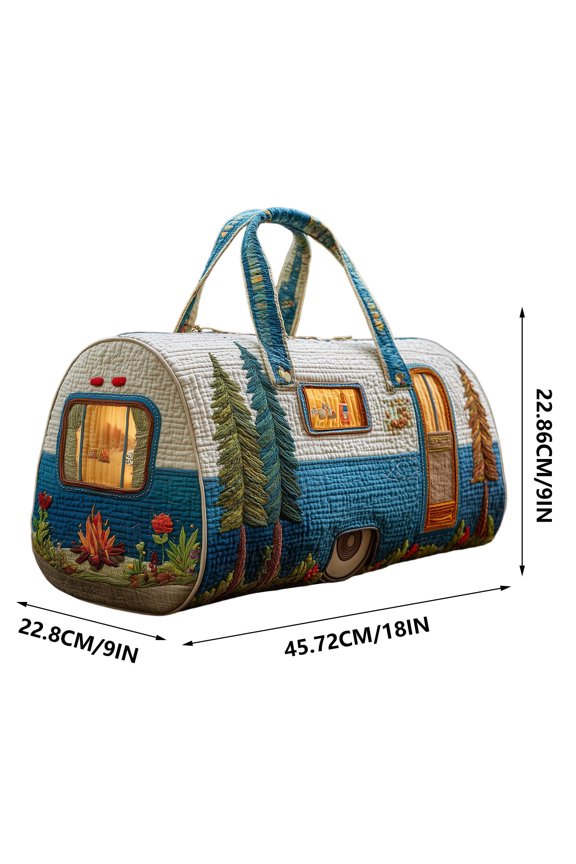 Travel Duffel Bag,Cute Camper Trailer Shaped with Handle for Vacation Weekend Getaways Road Trip