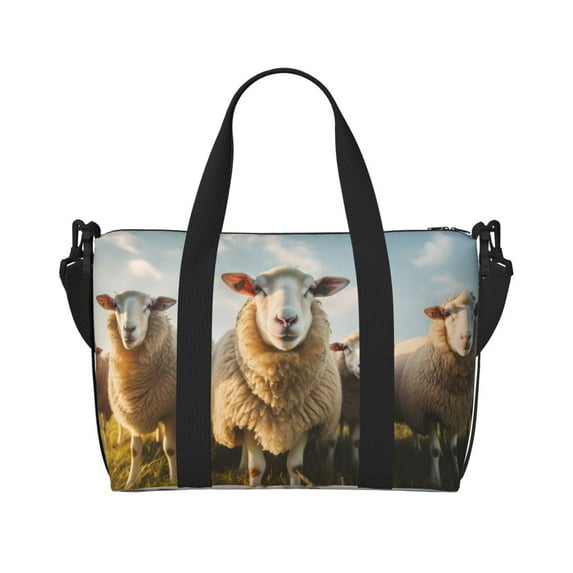 Travel Duffel Bag, Cute Prairie Sheep Herd Waterproof Carry On Overnight Tote Bags for Women/Men, Shoulder Weekender Gym Bag for Travel, Yoga