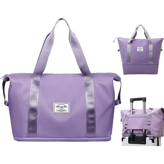 Travel Duffel Bag For Women and Men Waterproof Expandable Weekender Overnight Bag Carry on Tote Bag Dry Wet Separation Swim Sports Travel Gym Bag