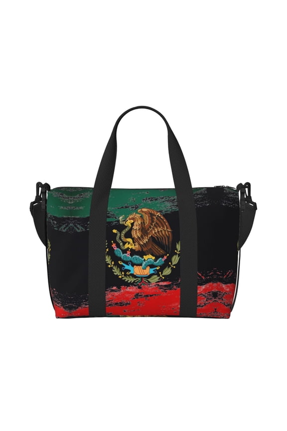 Travel Duffel Bag Mexican Flag Pattern Sports Tote Gym Bag Shoulder Weekender Overnight Bag For Women Men