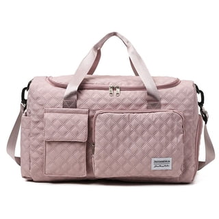 Travel Duffel Bag – Gym Tote with Shoe Compartment & Wet Pocket, Adjustable Strap Weekender for Workouts Overnight Trips, Pink
