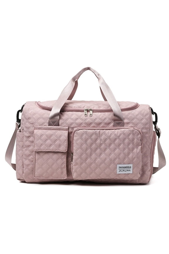 Travel Duffel Bag – Gym Tote with Shoe Compartment & Wet Pocket, Adjustable Strap Weekender for Workouts Overnight Trips, Pink