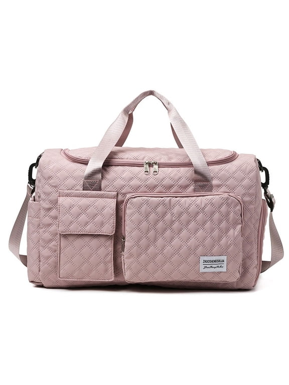 Travel Duffel Bag – Gym Tote with Shoe Compartment & Wet Pocket, Adjustable Strap Weekender for Workouts Overnight Trips, Pink