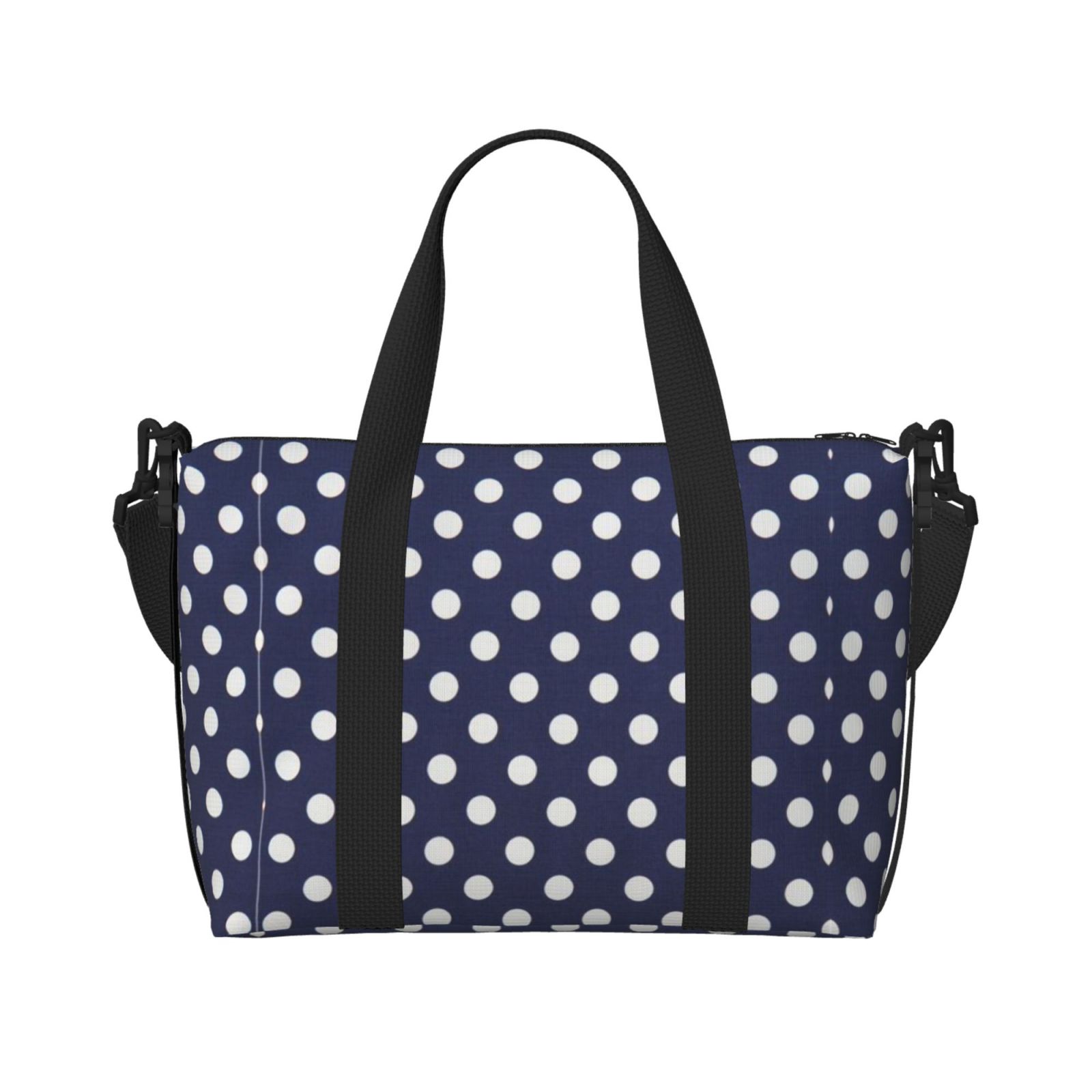 Travel Duffel Bag Polka Dot Navy Pattern Sports Tote Gym Carry On Bag Overnight Crossbody Bag For Women Men