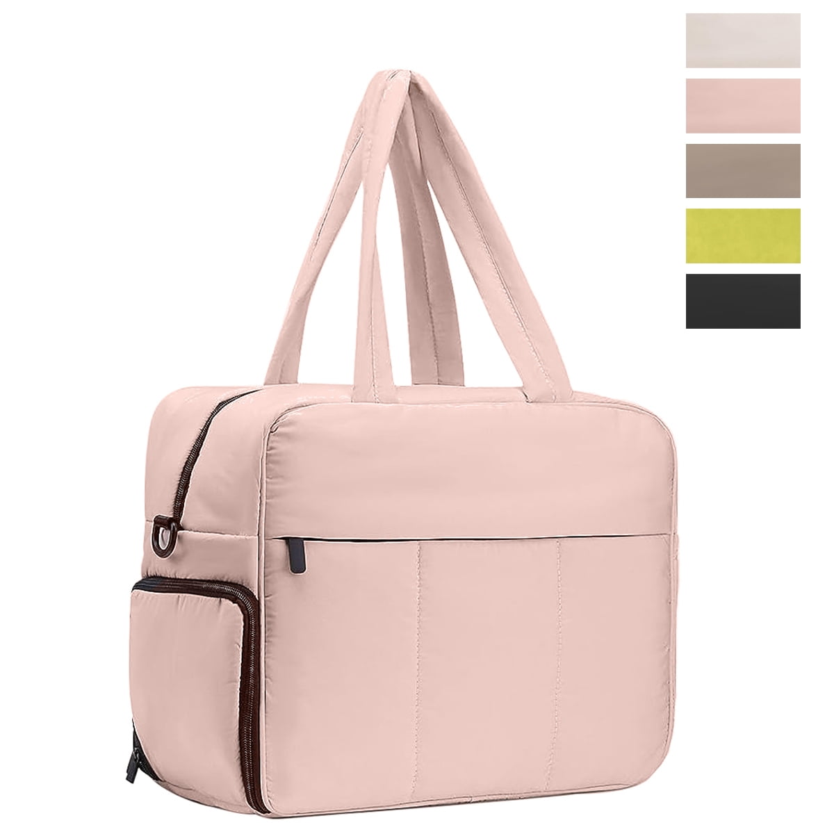 Travel Duffel Bag Quilted Nylon Weekender Bag Puffer Gym Tote Bag for Women Carry on Duffel Bag with Shoe Compartment Overnight Bag Beige Walmart