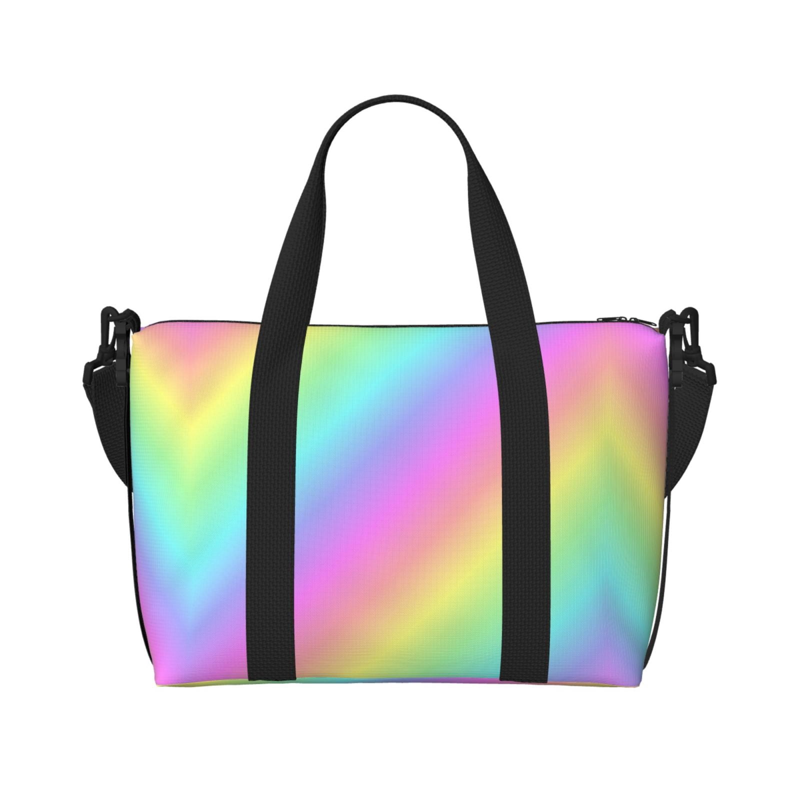 Travel Duffel Bag Rainbow Stripe Sports Tote Gym Bag Shoulder Weekender Overnight Bag For Women Men