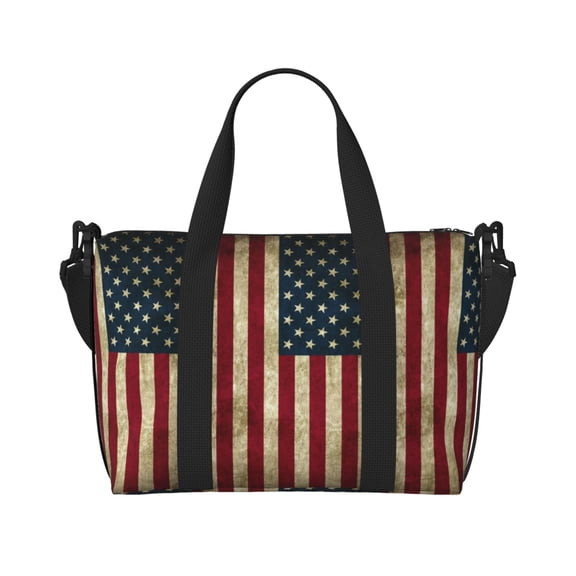 Travel Duffel Bag Retro Old America Flag Sports Tote Gym Bag Shoulder Weekender Overnight Bag For Women Men