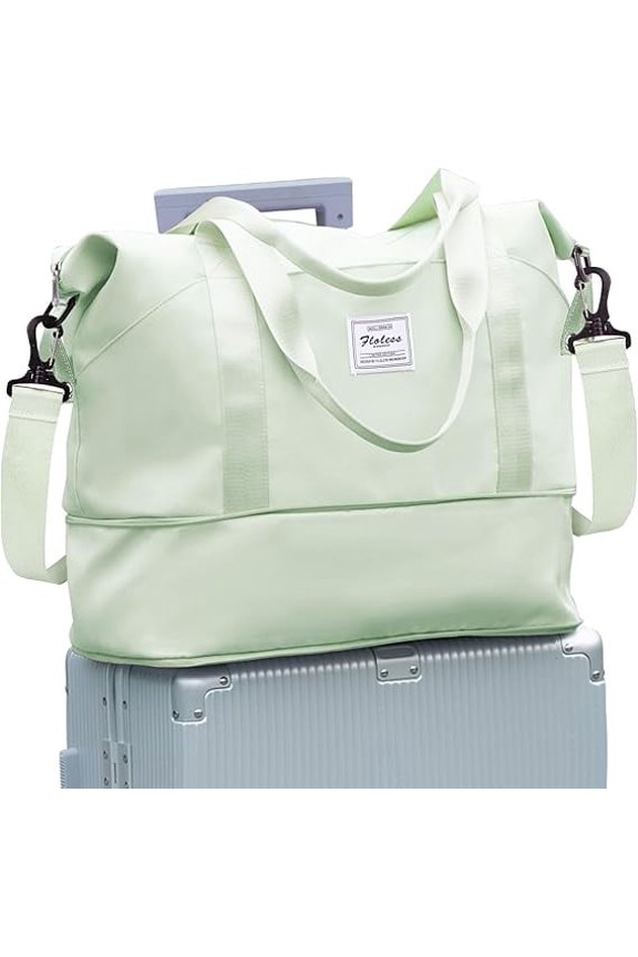 Weekender Bags for Women, Travel Bag Carry on Gym Bag, Expandable Travel Duffle Bag with Wet Dry Pocket/ 3 Front Pockets/ Trolley Sleeve Pocket, Sport Dance Bag, Green