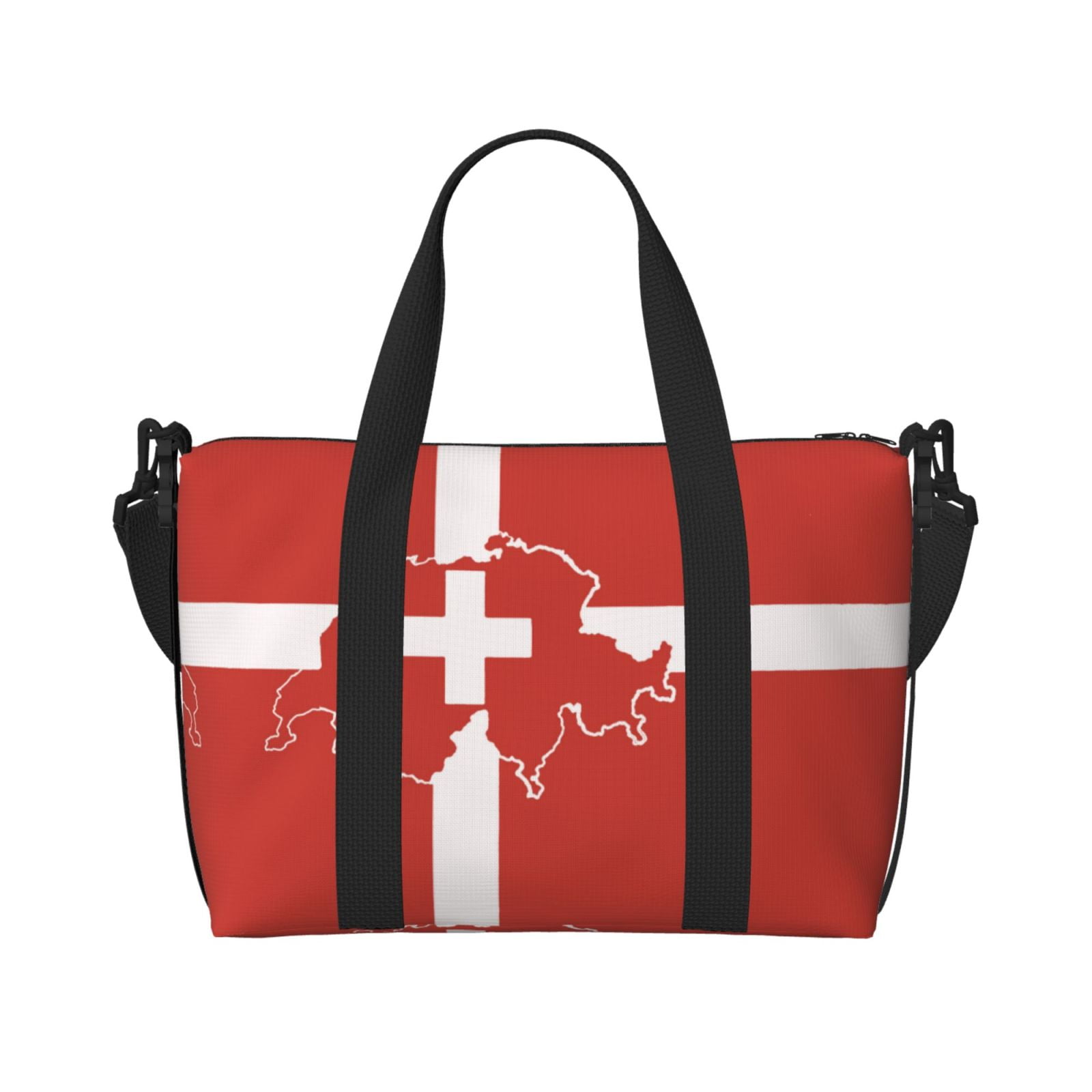 Travel Duffel Bag Switzerland Swiss Map Flag Sports Tote Gym Bag Shoulder Weekender Overnight Bag For Women Men