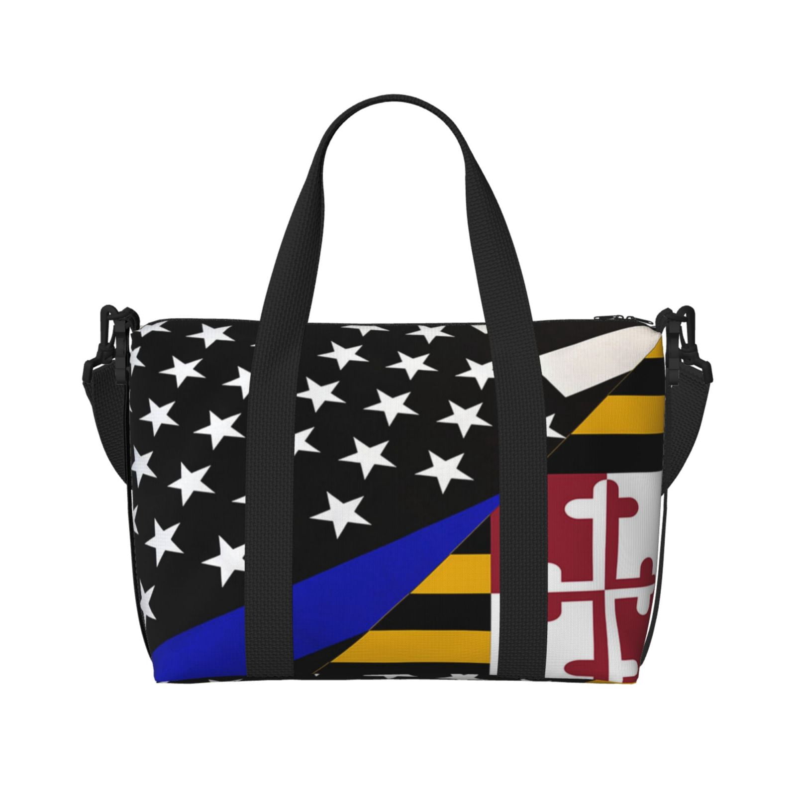 Travel Duffel Bag Thin Blue Line Maryland Flag Sports Tote Gym Carry On Bag Overnight Crossbody Bag For Women Men