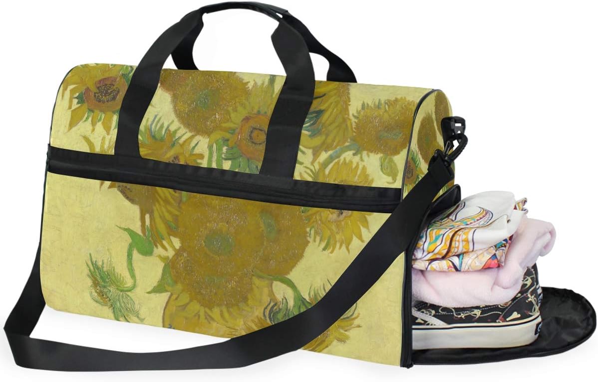 Travel Duffel Bag Van Gogh Sunflower Vintage Sports Gym Luggage Bags