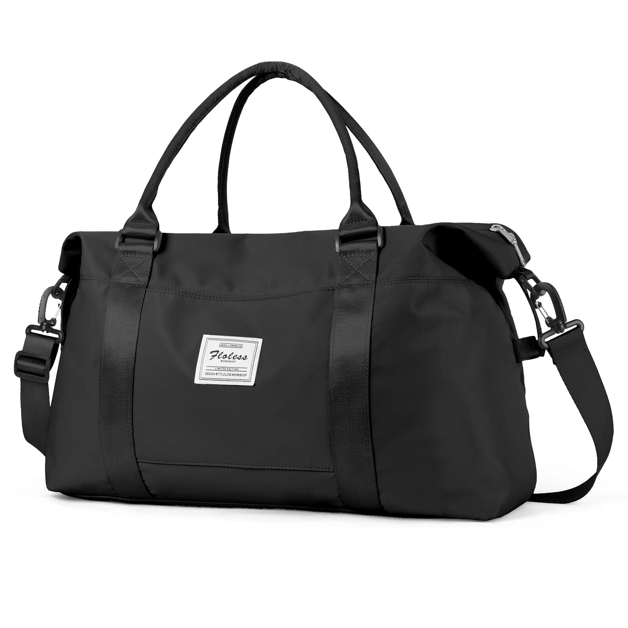 SYCNB Travel Duffel Bag for Woman, Men Gym Tote Bag, Weekender Overnight Bag Carry on Bag Hospital Holdalls for Women with Wet Pocket, Airplane Approved Personal Item Bag Black