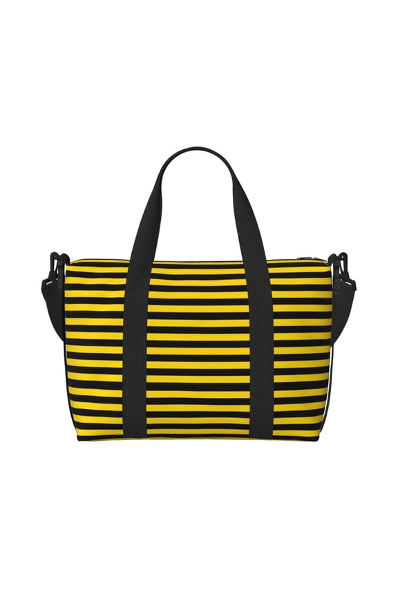 Travel Duffel Bag Yellow-Black-Bee-Stripes Sports Tote Gym Bag Shoulder Weekender Overnight Bag For Women Men