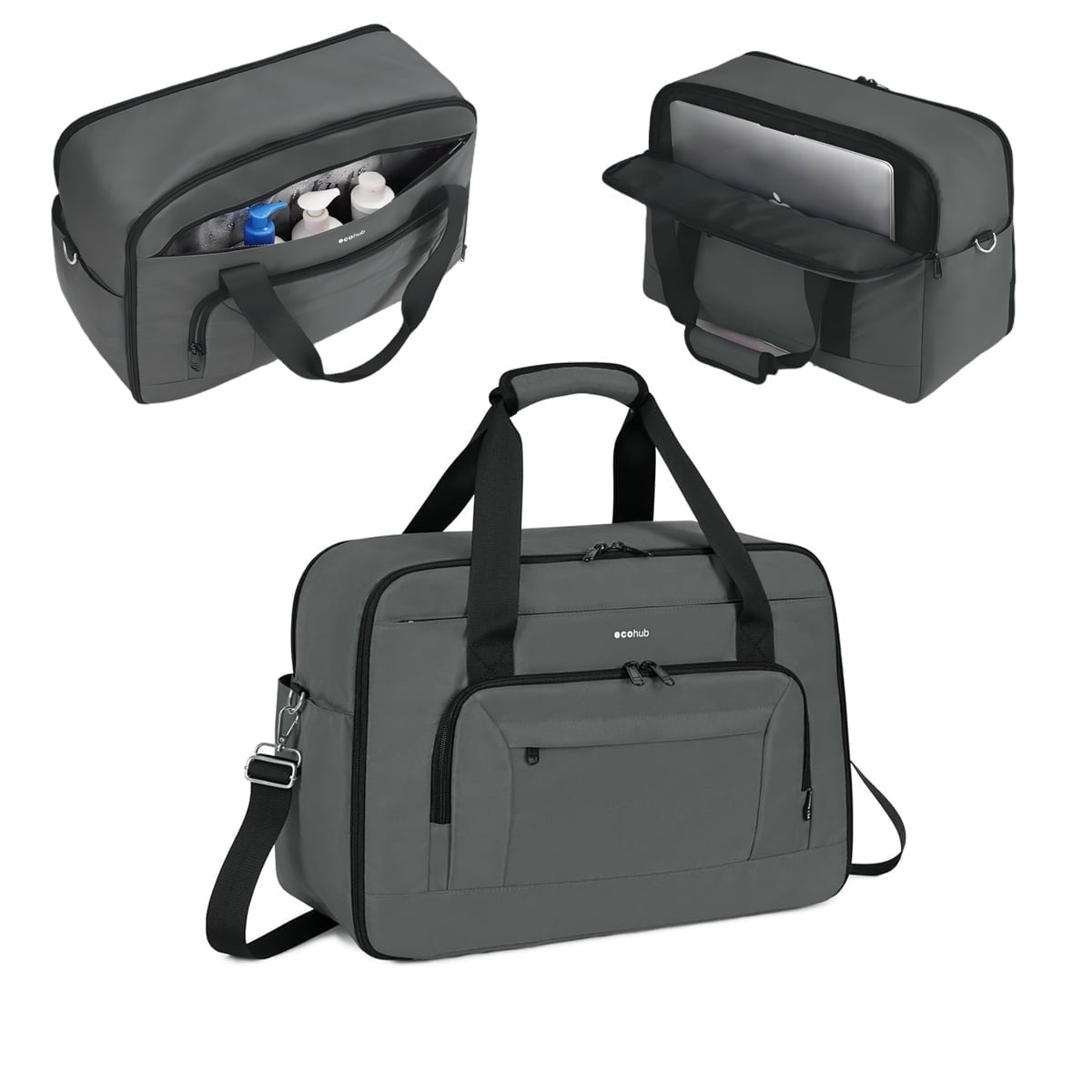 WANDF Mens Large Travel Bag with Wet Pocket,TSA Airline Approved Carry on Personal Item Bag 18x14x8,17 inch Laptop Bag for Men College,Briefcase for Work,Business Handbag Shoulder Bag(Grey)