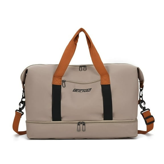 Travel Duffel Bag with Wet Pocket Shoe Compartment, Sports Duffel Bag for Men, Women Sports Tote Gym Bag - Khaki