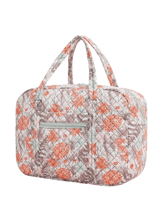 Floral Travel Duffel Bags for Women,Personal item bag 18x14x8,25L Carry-On Luggage, Weekend Bag Travel Organizer(Orange Flower)