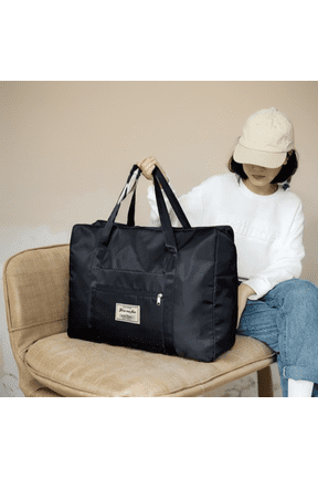 Travel Duffel Bags for Women, Overnight Bag 14x17x6 Inch, Foldable Travel Bag, Weekend Bags for Women Travel (Black)
