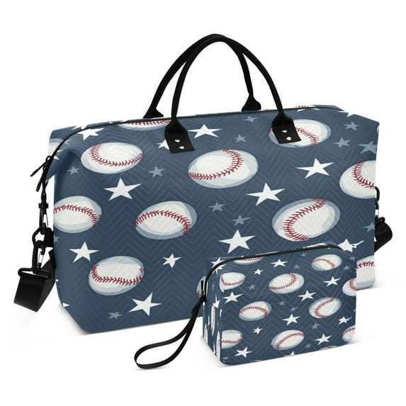 Travel Duffel Luggage Bag Sports Duffle Bag Gym Bag with Zipper Baseball Stars Pattern