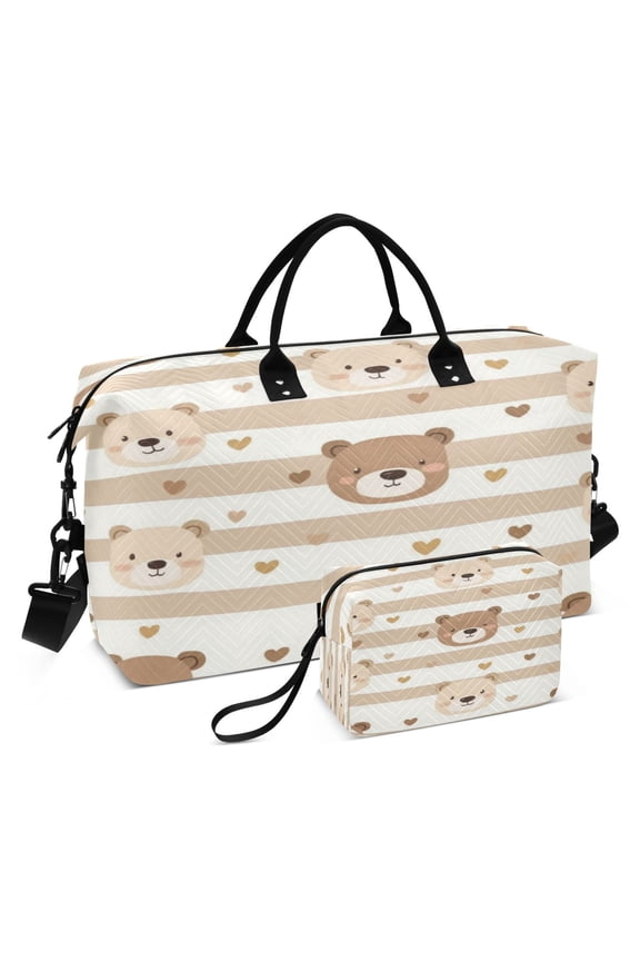 Travel Duffel Luggage Bag Sports Duffle Bag Gym Bag with Zipper Cute Bear Face Pattern