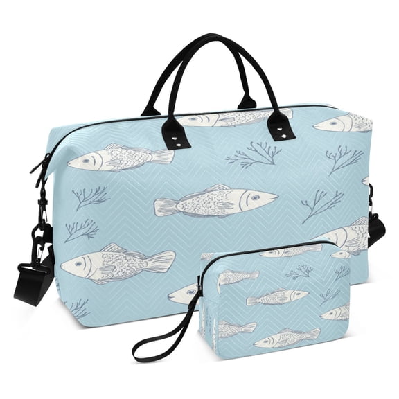 Travel Duffel Luggage Bag Sports Duffle Bag Gym Bag with Zipper Cute Fish Pattern