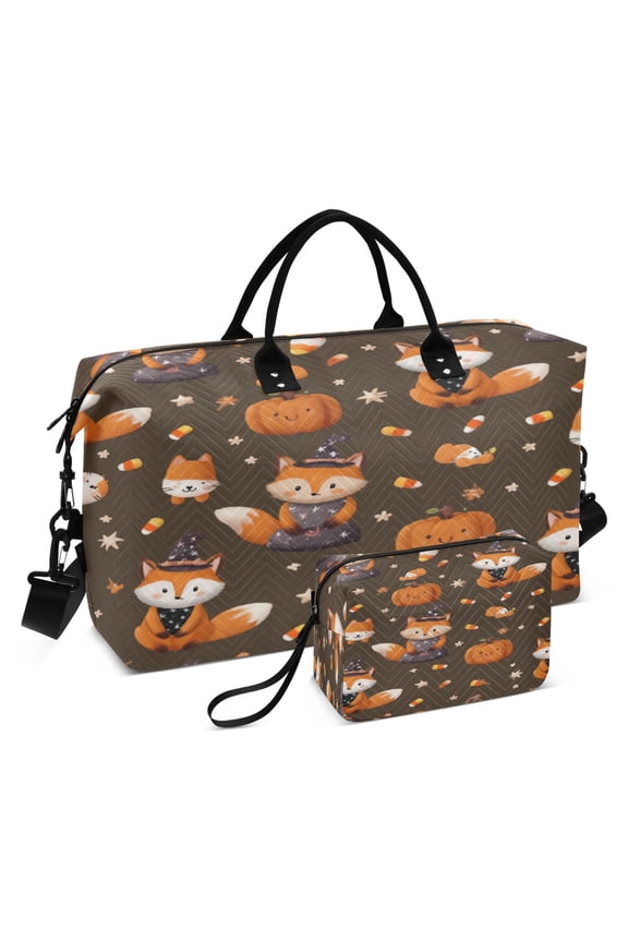 Travel Duffel Luggage Bag Sports Duffle Bag Gym Bag with Zipper Cute Foxes in Cute Costumes