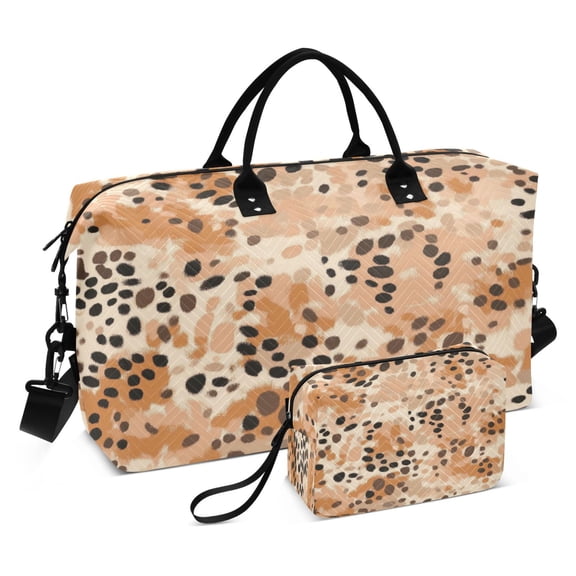 Travel Duffel Luggage Bag Sports Duffle Bag Gym Bag with Zipper Earthy Brown Leopard Print