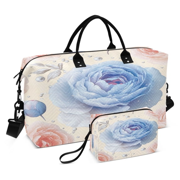 Travel Duffel Luggage Bag Sports Duffle Bag Gym Bag with Zipper Glittering Peonies