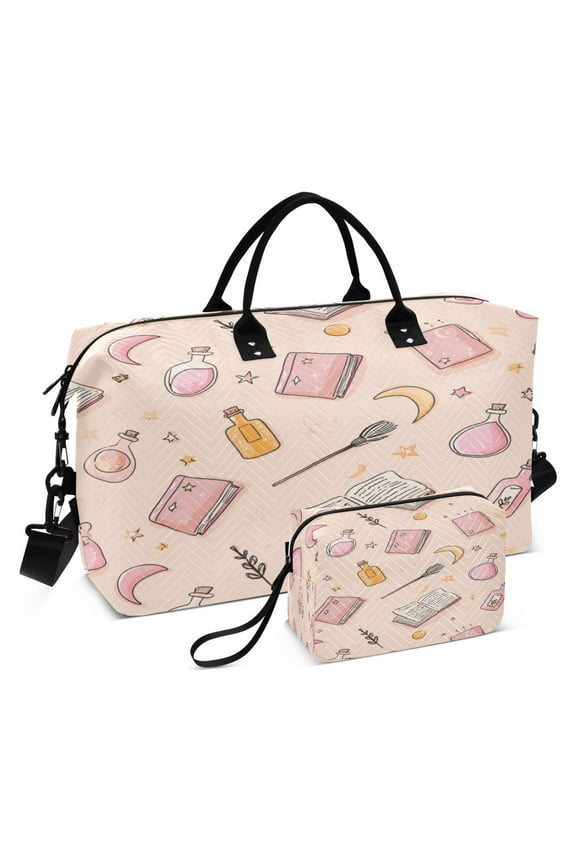 Travel Duffel Luggage Bag Sports Duffle Bag Gym Bag with Zipper Pastel Pink Witchy Items