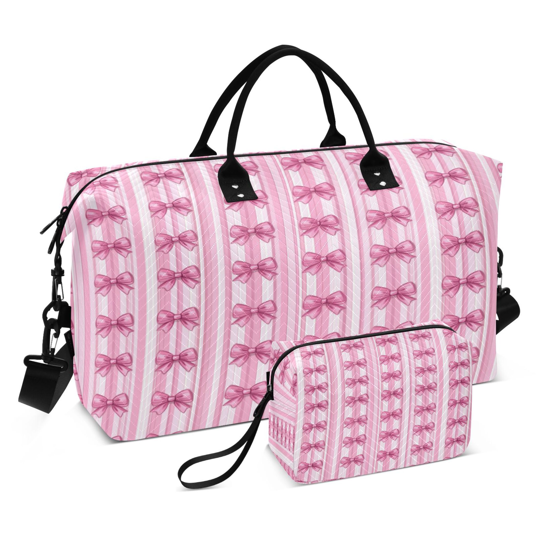 Travel Duffel Luggage Bag Sports Duffle Bag Gym Bag with Zipper Pink Bows