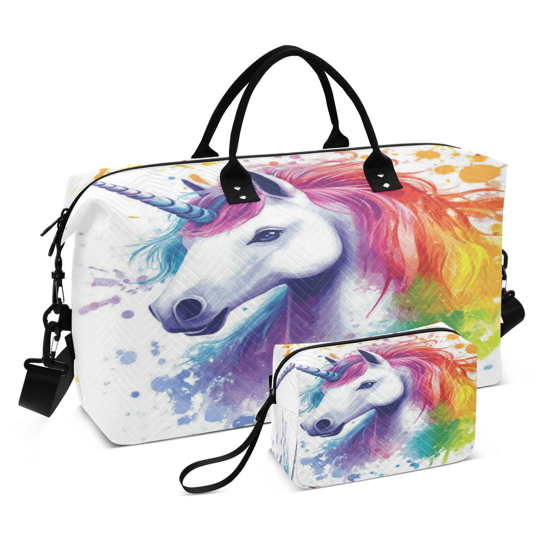 Travel Duffel Luggage Bag Sports Duffle Bag Gym Bag with Zipper Rainbow-colored Unicorn