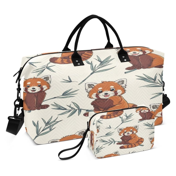 Travel Duffel Luggage Bag Sports Duffle Bag Gym Bag with Zipper Red Panda Pattern