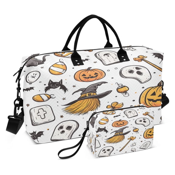 Travel Duffel Luggage Bag Sports Duffle Bag Gym Bag with Zipper Vector Illustration Of Halloween