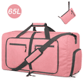 thumbnail image 1 of DAKOMM Travel Duffle Bag, 65L Foldable Weekender Bags for Women with Shoe Compartment, Carry on Overnight Bag for Men Women, 24" Gym Travel Bag Water Repellent & Tear Resistant, Pink, 1 of 8