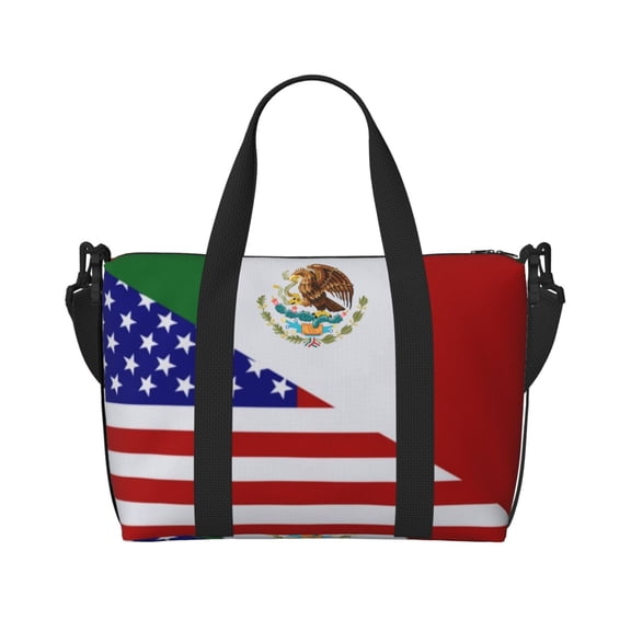 Travel Duffle Bag America-Mexican Flag Weekender Overnight Gym Tote Shoulder Bag Workout Duffel Bag For Women Men