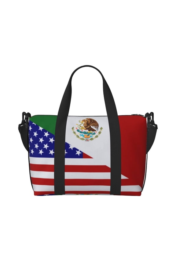 Travel Duffle Bag America-Mexican Flag Weekender Overnight Gym Tote Shoulder Bag Workout Duffel Bag For Women Men