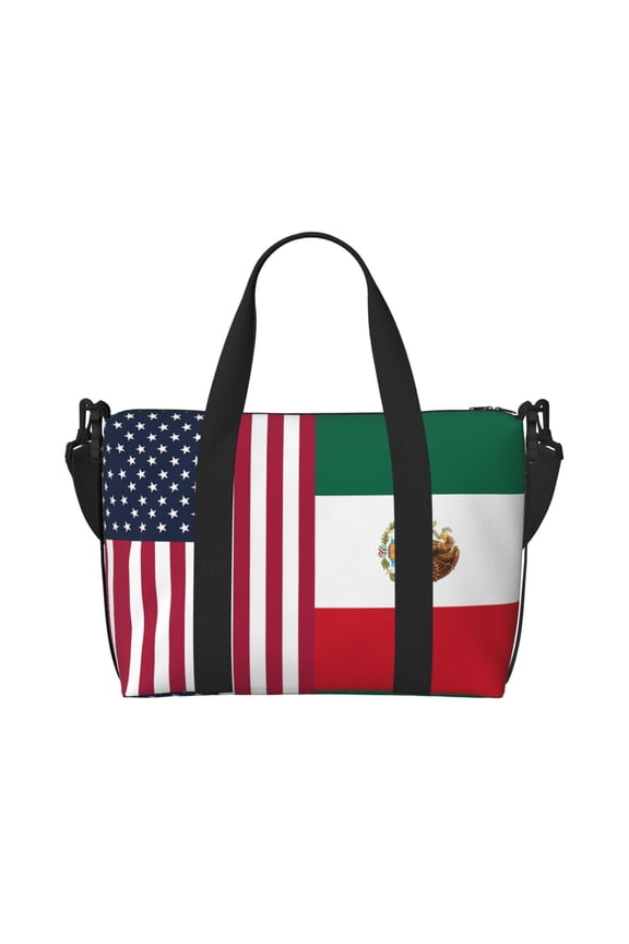 Travel Duffle Bag America Mexico Flag Weekender Overnight Gym Tote Shoulder Bag Workout Duffel Bag For Women Men