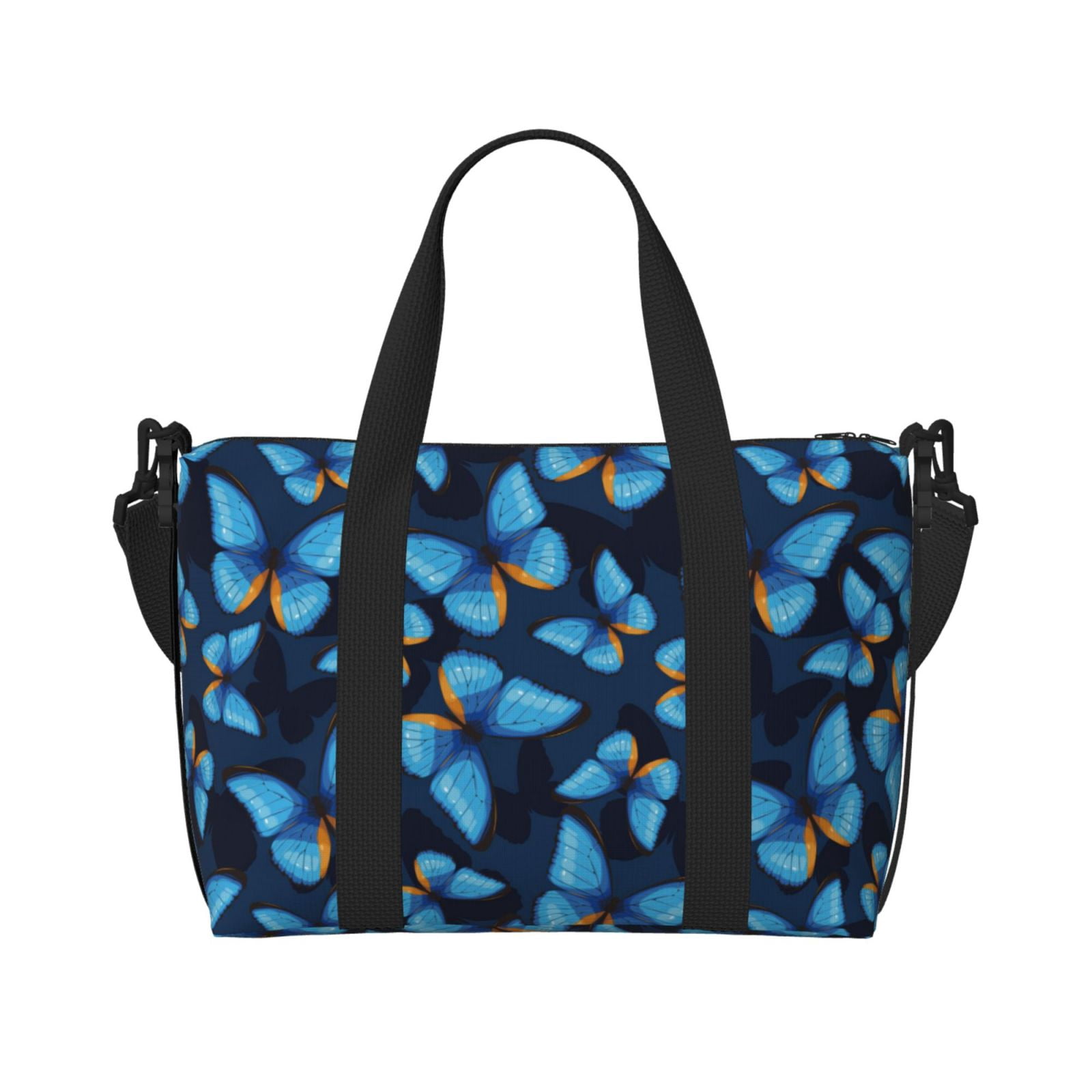 Travel Duffle Bag - Blue butterfly Weekender Bags for Women/Men with ...
