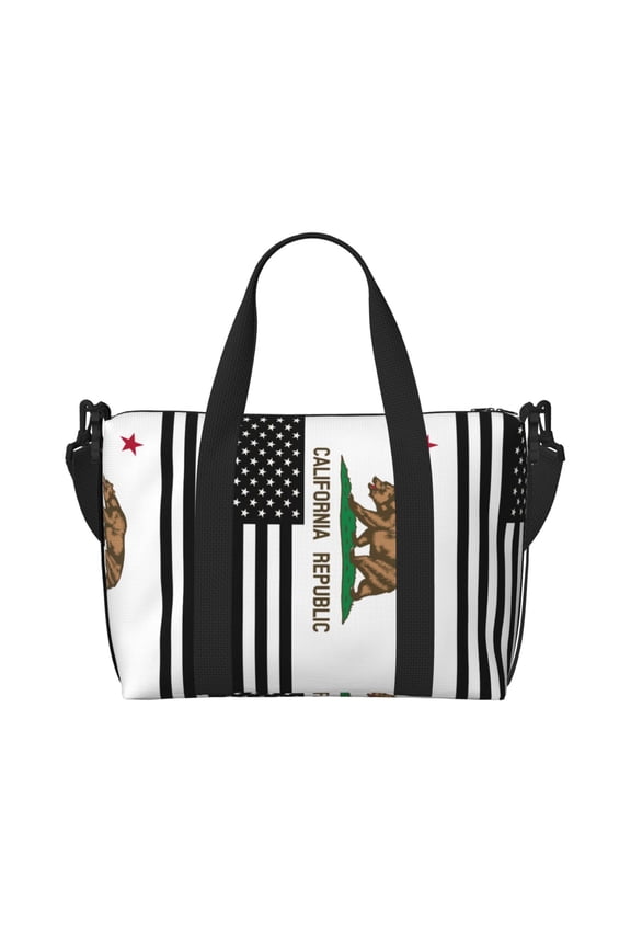 Travel Duffle Bag California America Flags Weekender Overnight Gym Tote Shoulder Bag Workout Duffel Bag For Women Men