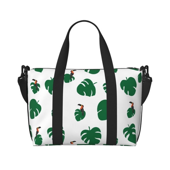 Travel Duffle Bag Cartoon Turtle Leaf Toucan Bird Travel Tote Bags Carry on Luggage Waterproof Weekender Bags with Top Handle Adjustable Shoulde Strap for Travel Gym