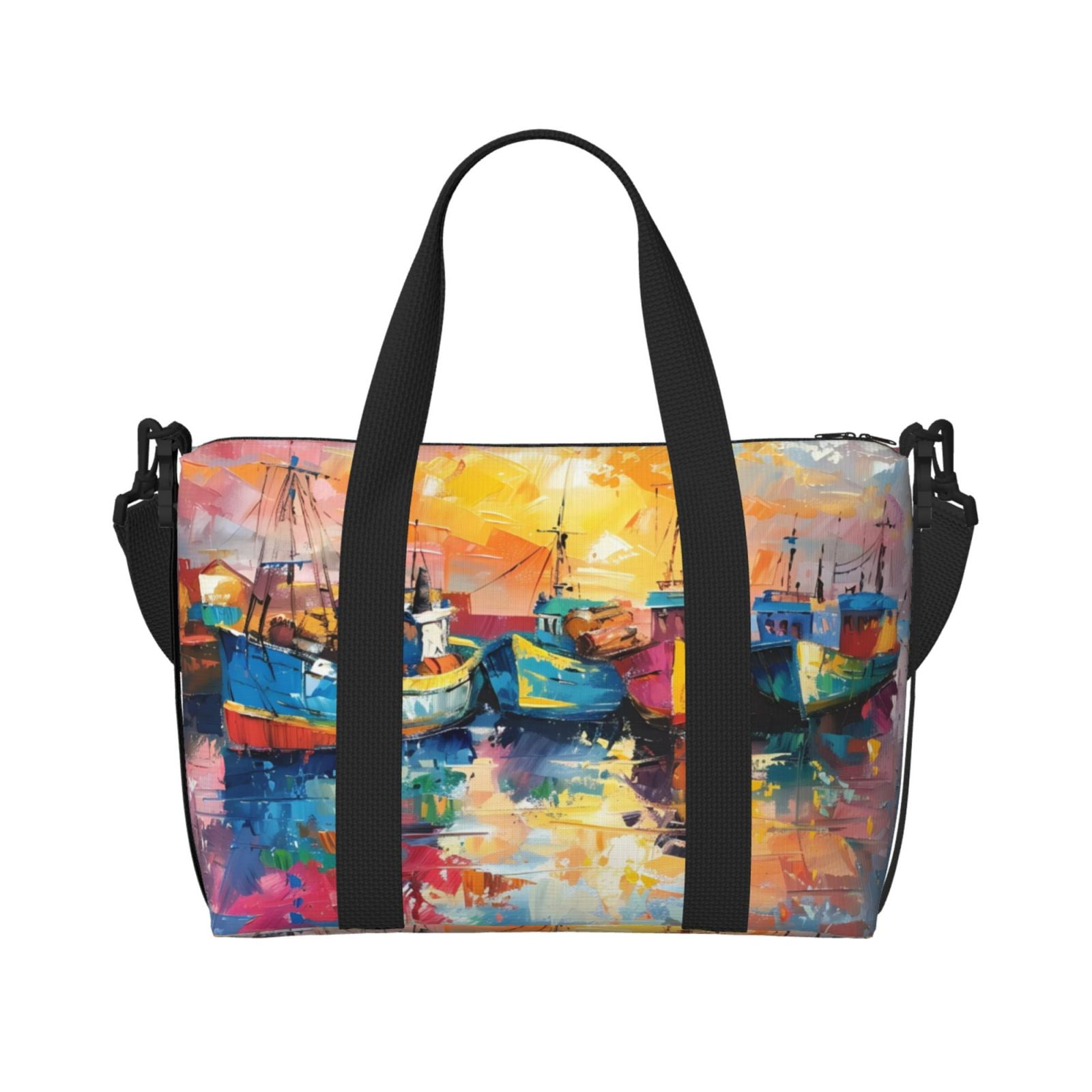 Travel Duffle Bag Colorful Fishing Boats Travel Tote Bags Carry on ...