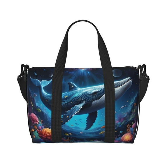 Travel Duffle Bag Colorful Ocean Whale Travel Tote Bags Carry on Luggage Waterproof Weekender Bags with Top Handle Adjustable Shoulde Strap for Travel Gym