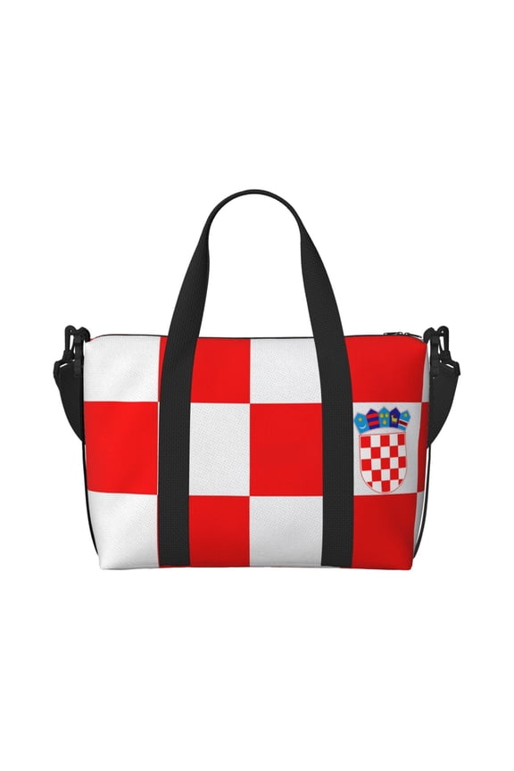 Travel Duffle Bag Croatian-Flag Pattern Weekender Overnight Gym Tote Shoulder Bag Workout Duffel Bag For Women Men