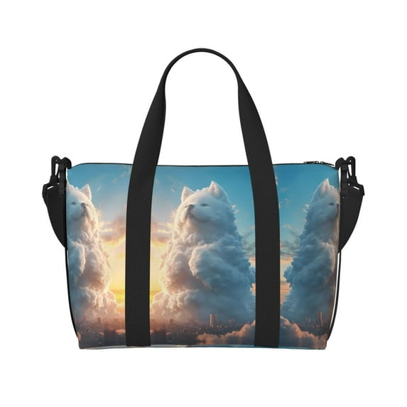 Travel Duffle Bag Cute Cloud Cat Travel Tote Bags Carry on Luggage Waterproof Weekender Bags with Top Handle Adjustable Shoulde Strap for Travel Gym