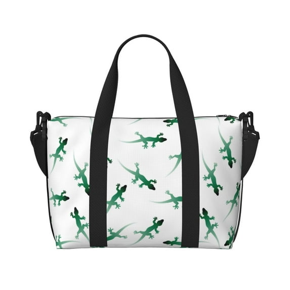 Travel Duffle Bag Cute Lizard Gecko Green_A Travel Tote Bags Carry on Luggage Waterproof Weekender Bags with Top Handle Adjustable Shoulde Strap for Travel Gym