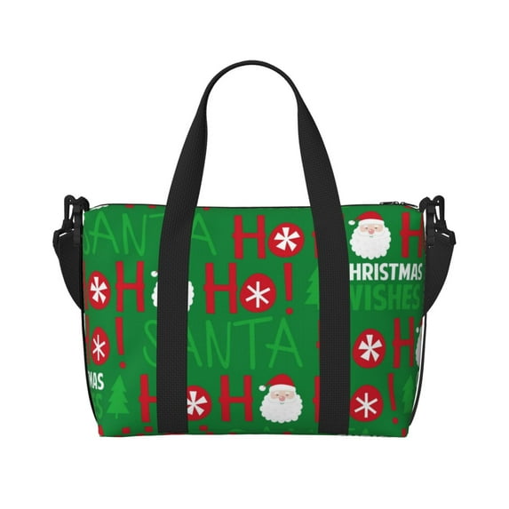 Travel Duffle Bag Cute Santa And Ho Ho Ho Travel Tote Bags Carry on Luggage Waterproof Weekender Bags with Top Handle Adjustable Shoulde Strap for Travel Gym