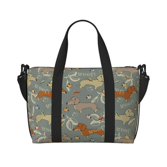 Travel Duffle Bag Dachshund Dog Puppy Bird Travel Tote Bags Carry on Luggage Waterproof Weekender Bags with Top Handle Adjustable Shoulde Strap for Travel Gym